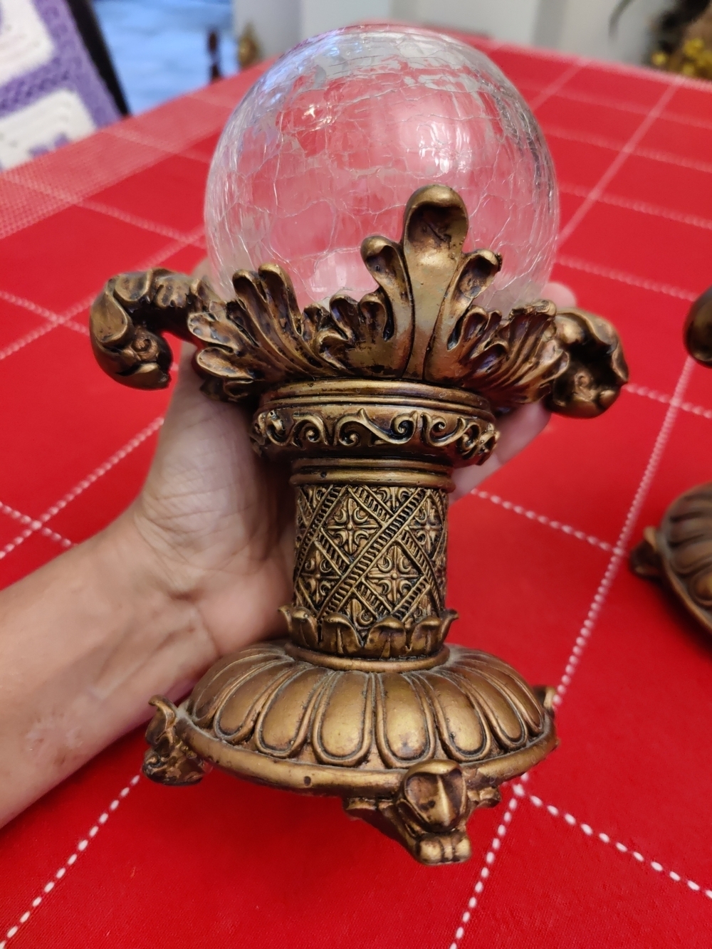 Ornate Gold Glass Globe Candle Holders - Set of 2 - Picture 9 of 10